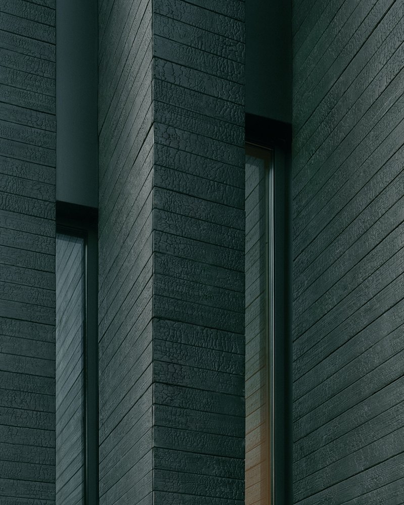 serrated charred wood shell encloses suburban residence on the hills of tbilisi