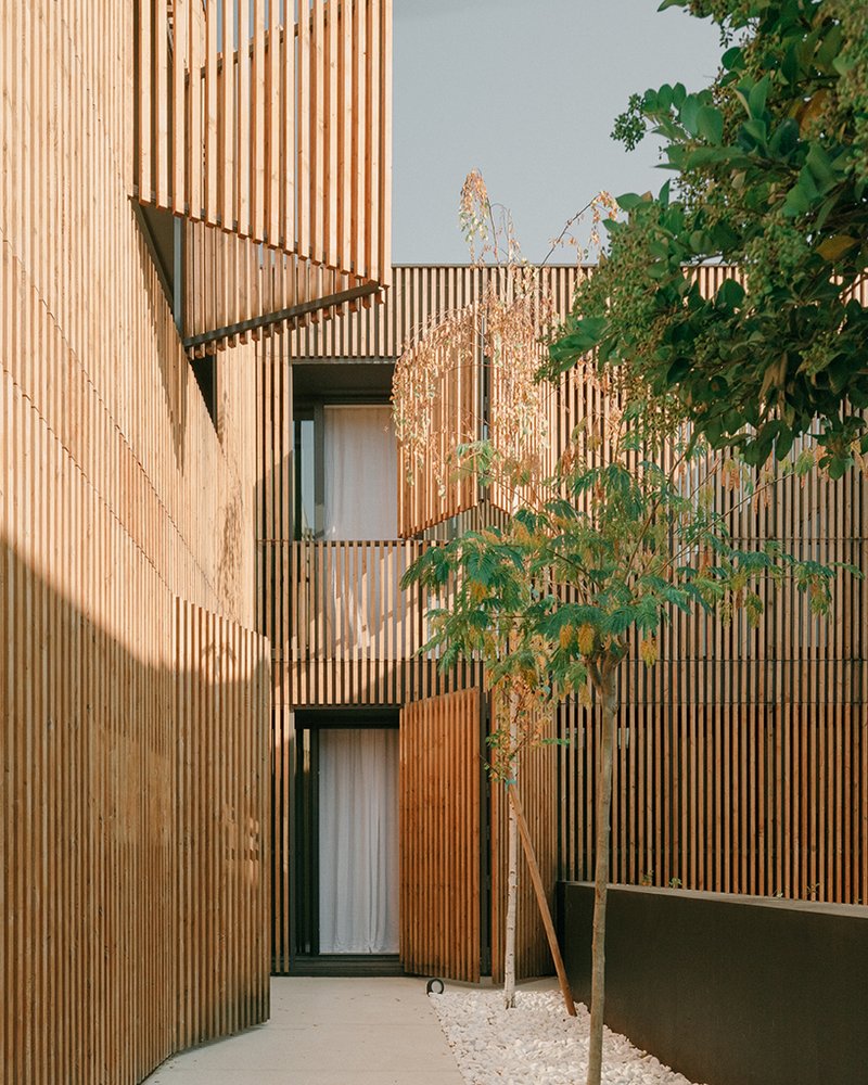 serrated charred wood shell encloses suburban residence on the hills of tbilisi