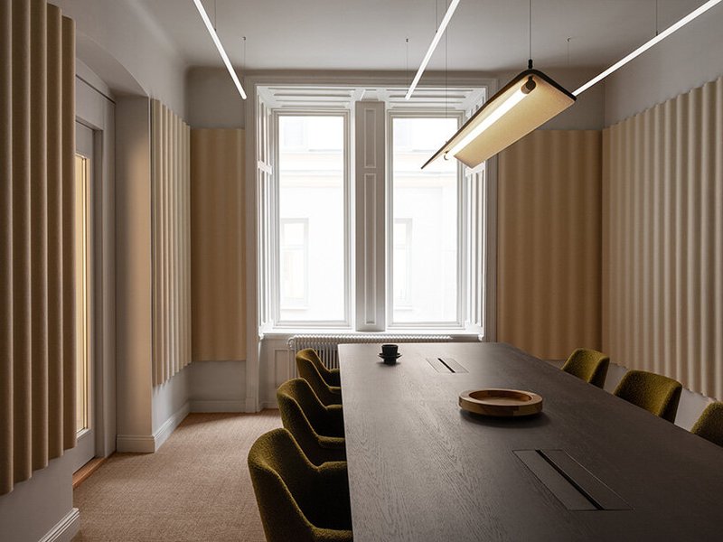 note design studio arranges lammhults design group's stockholm space as sequence of rooms